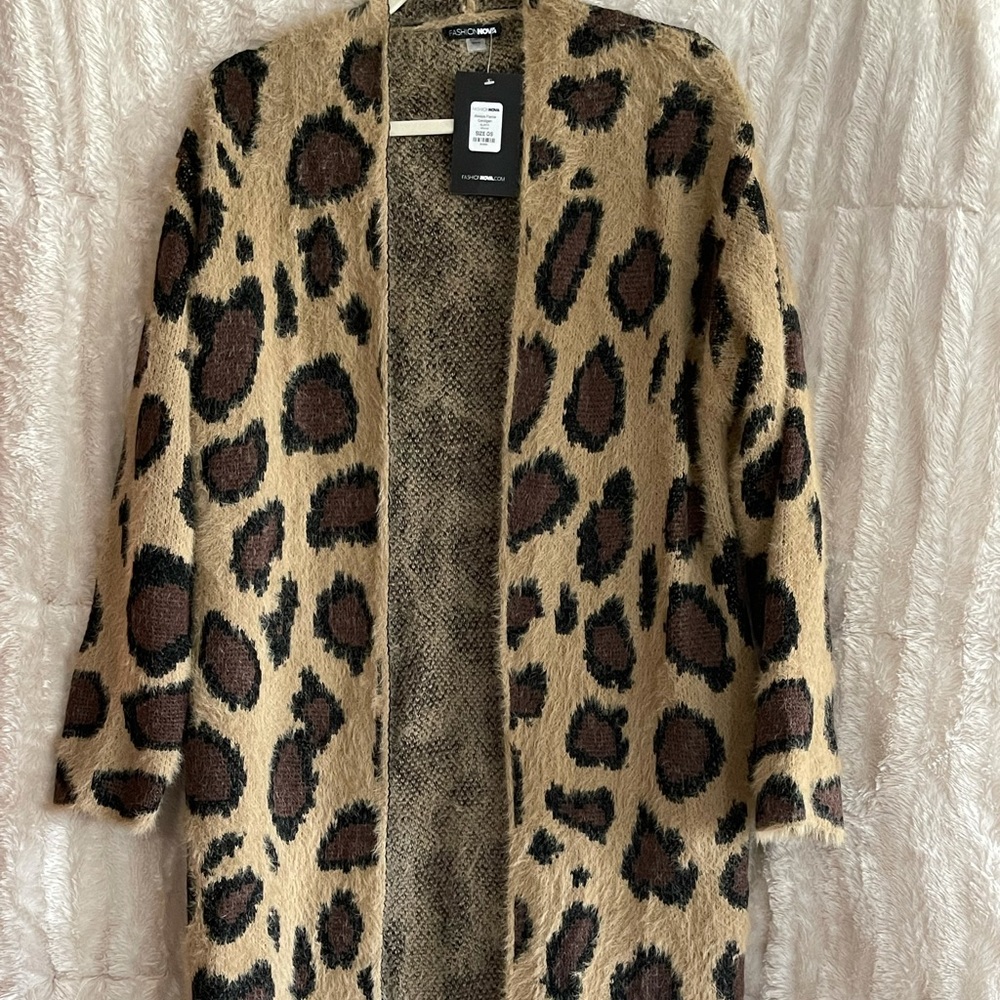 Cheetah Long Cardigan Sweater